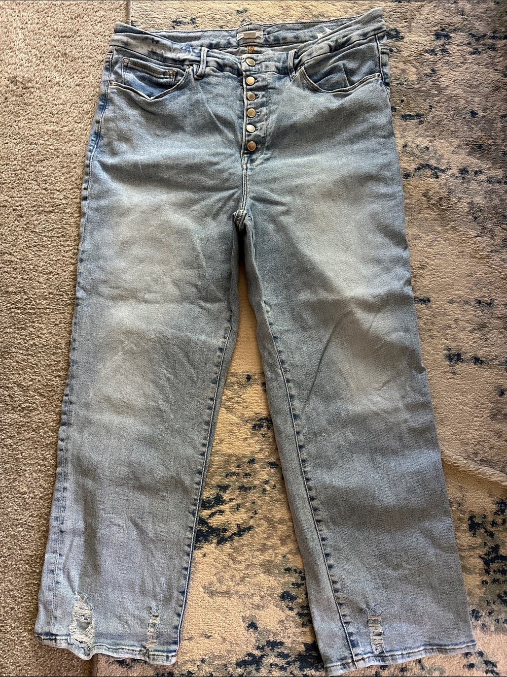 Good American Light Blue Straight Leg Button-Fly Jeans